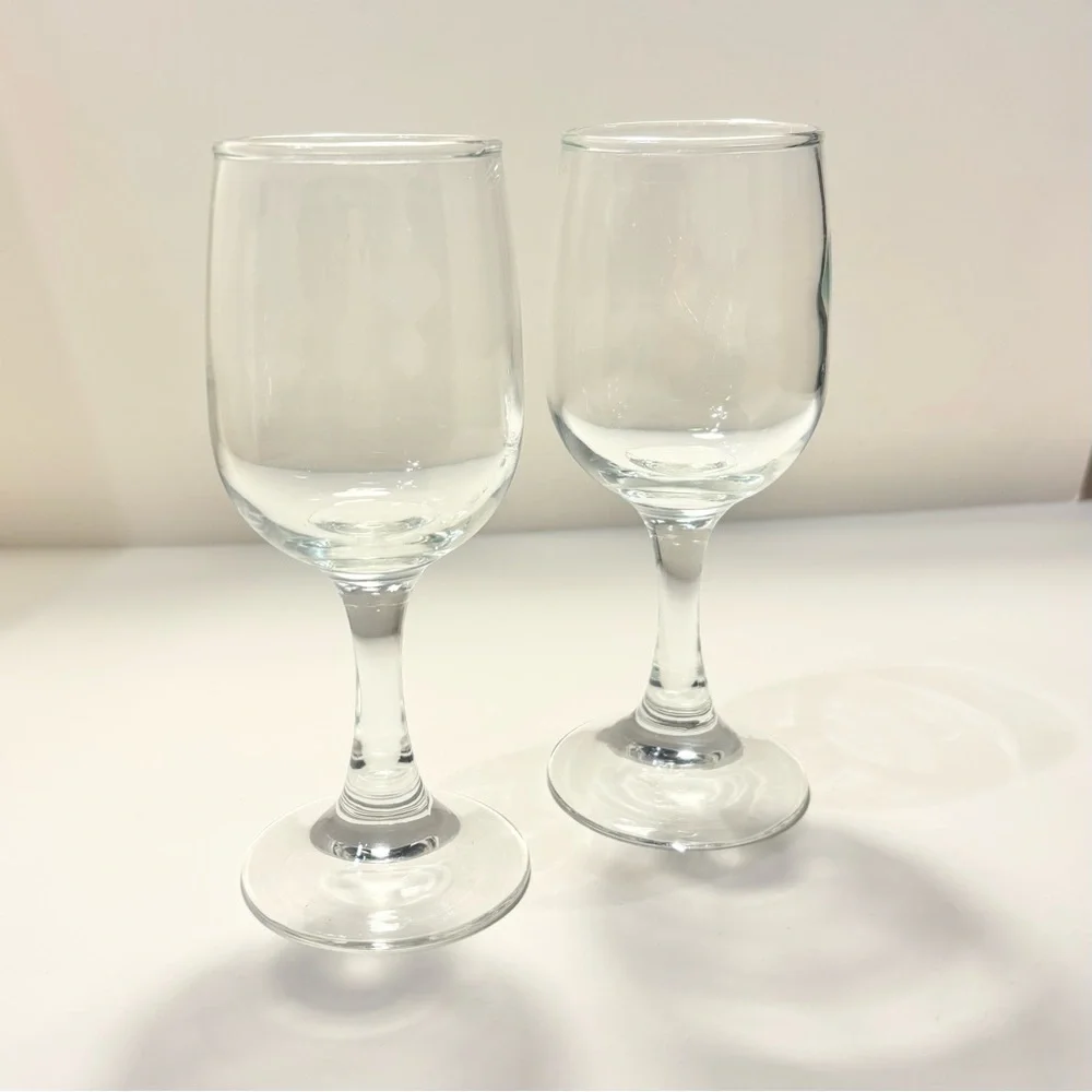 2 Vintage Thick Stem Wine Glasses Set Mid Century Barware Hand Blown